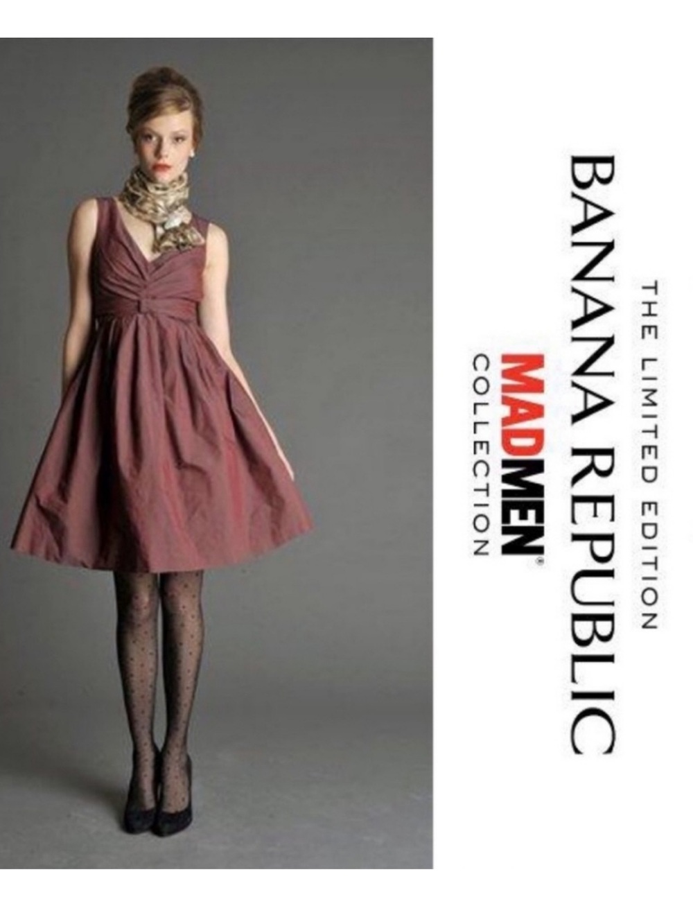 Banana Republic Mad Men Dark Red Fit&Flare Betty Draper Dress retro Women Sz 6